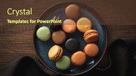  Presentation with dessert - Slide deck enhanced with sweet-macaron-dessert-colorful-macarons background and a tawny brown colored foreground