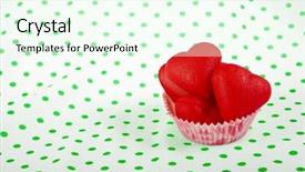  Presentation with candy heart - Beautiful PPT layouts featuring sweet marzipan heart candy on retro vintage polka dot napkin background backdrop and a cool aqua colored foreground