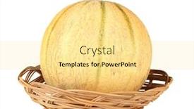  Presentation with melon - Presentation design featuring sweet-melon-in-basket-isolated background and a blonde colored foreground