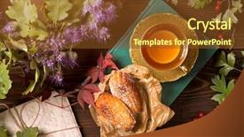 Presentation with cup of lemon tea - PPT theme consisting of sweet memories - cup of tea with madeleines background and a tawny brown colored foreground