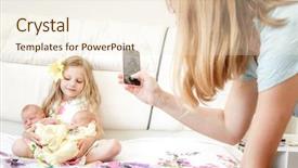  Presentation with newborn babies - Colorful presentation design enhanced with sweet memories - mother taking photo of her backdrop and a lemonade colored foreground