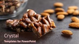  Presentation with almond - PPT theme with sweet-mini-almond-bars background and a tawny brown colored foreground