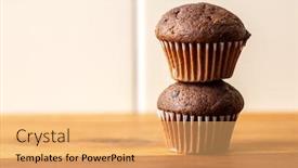  Presentation with muffins - Slide set having sweet-muffins-chocolate-cupcakes background and a yellow colored foreground