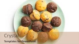  Presentation with muffins - Slide deck featuring sweet-muffins-cupcakes-with-chocolate background and a gold colored foreground