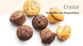  Presentation with white chocolate - PPT theme consisting of sweet-muffins-cupcakes-with-chocolate background and a blonde colored foreground