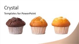  Presentation with muffins - Presentation theme with sweet muffins on white background background and a white colored foreground
