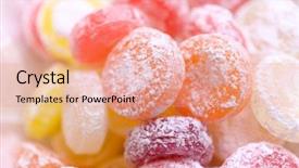  Presentation with multicolor - Cool new slide deck with candy sweets - sweet multicolor candies on paper backdrop and a coral colored foreground