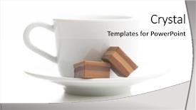  Presentation with coffee cup - Theme with sweet nougat pralines and coffee background and a white colored foreground