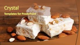 Presentation with almonds - Slide set enhanced with sweet nougat with almonds background and a tawny brown colored foreground