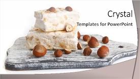  Presentation with hazelnuts - Cool new PPT layouts with sweet nougat with hazelnuts isolated on white backdrop and a white colored foreground