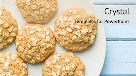  Presentation with cookies - Theme enhanced with sweet oatmeal cookies on blue background and a lemonade colored foreground