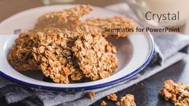  Presentation with cookies - PPT theme enhanced with sweet-oatmeal-cookies-on-plate background and a coral colored foreground