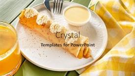  Presentation with pancake - Presentation design consisting of sweet-pancake-with-honey background and a coral colored foreground