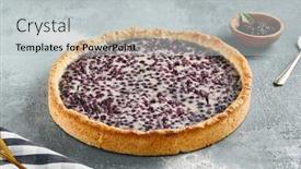  Presentation with sweet pastry - Presentation design having sweet-pastry-blueberry-pie background and a light gray colored foreground
