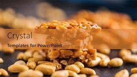  Presentation with peanut - Slides having sweet-peanut-brittle-tasty-peanuts background and a gold colored foreground