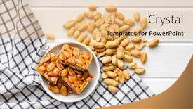  Presentation with peanut - Presentation design featuring sweet-peanut-brittle-tasty-peanuts background and a coral colored foreground