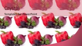 Presentation with sweet basil - Audience pleasing slide deck consisting of sweet pepper onion and basil leaves still life isolated on white background cutout seamless food pattern backdrop and a coral colored foreground