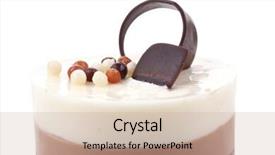  Presentation with chocolate milk - Presentation featuring sweet pie layered chocolate milk cake with chocolate on top isolated over white background background and a soft green colored foreground