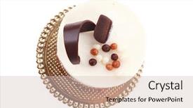  Presentation with chocolate milk - Amazing PPT theme having sweet pie layered chocolate milk cake with chocolate on top isolated over white background backdrop and a soft green colored foreground