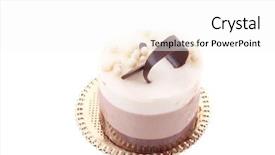  Presentation with chocolate milk - PPT layouts with sweet pie layered chocolate milk cake with chocolate on top isolated over white background background and a white colored foreground