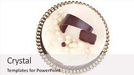  Presentation with chocolate milk - PPT theme having sweet pie layered chocolate milk cake with chocolate on top isolated over white background background and a white colored foreground