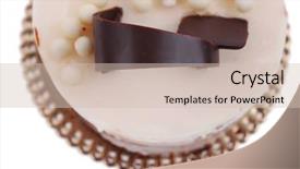  Presentation with chocolate milk - Presentation design having sweet pie layered chocolate milk cake with chocolate on top isolated over white background background and a soft green colored foreground