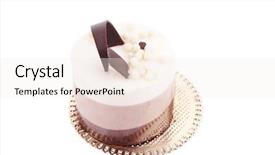  Presentation with chocolate milk - Beautiful slide set featuring sweet pie layered chocolate milk cake with chocolate on top isolated over white background backdrop and a sky blue colored foreground