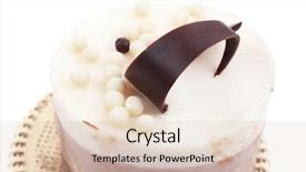  Presentation with chocolate milk - Cool new presentation theme with sweet pie layered chocolate milk cake with chocolate on top isolated over white background backdrop and a soft green colored foreground