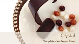  Presentation with chocolate milk - PPT layouts having sweet pie layered chocolate milk cake with chocolate on top isolated over white background background and a lemonade colored foreground