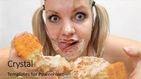  Presentation with bulimia - Presentation theme featuring sweet pie unhealthy lifestyle bulimia background and a coral colored foreground