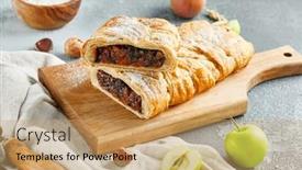  Presentation with fruit - Presentation theme consisting of sweet-pie-with-dried-fruit background and a coral colored foreground