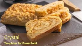  Presentation with cutting board - PPT theme with sweet-pie-with-nut-flavor background and a tawny brown colored foreground