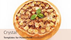  Presentation with banana - Amazing slides having sweet pizza with banana and chocolate backdrop and a yellow colored foreground