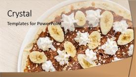  Presentation with pizza pasta dough for bread - Slide deck consisting of sweet pizza with chocolate paste background and a lemonade colored foreground