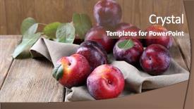  Presentation with sweet - Slides having sweet plums on wooden background background and a violet colored foreground