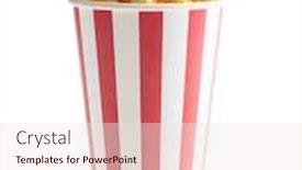  Presentation with popcorn - PPT theme with sweet-popcorn-in-striped-paper background and a sky blue colored foreground