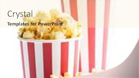  Presentation with popcorn - Audience pleasing PPT layouts consisting of sweet-popcorn-in-striped-paper backdrop and a blonde colored foreground