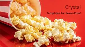 Presentation with popcorn - PPT layouts having sweet-popcorn-in-striped-paper background and a red colored foreground
