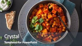  Presentation with sweet potato - Amazing PPT layouts having sweet potato and chickpea curry backdrop and a ocean colored foreground