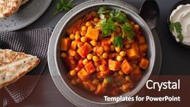 Presentation with chickpea - Audience pleasing PPT layouts consisting of sweet potato and chickpea curry backdrop and a tawny brown colored foreground