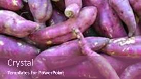  Presentation with sweet potato - Cool new PPT theme with sweet potato at the market backdrop and a violet colored foreground