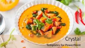  Presentation with sweet potato - Cool new slide deck with sweet potato soup with coriander backdrop and a gold colored foreground