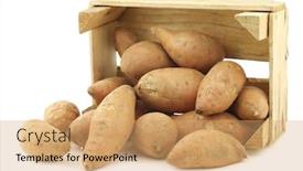  Presentation with pirple sweet potato - Presentation with sweet potatoes in a wooden background and a coral colored foreground