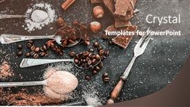  Presentation with powdered - Cool new PPT theme with sweet-powdered-ingredients backdrop and a tawny brown colored foreground