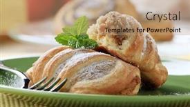  Presentation with sweet pastry - Amazing slide deck having sweet-puff-pastry-with-nut backdrop and a coral colored foreground