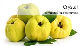  Presentation with sweet - PPT theme consisting of sweet quinces with leaves isolated on white background and a white colored foreground