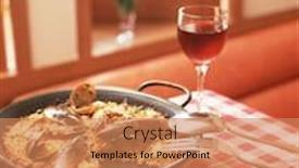  Presentation with restaurant family - Beautiful presentation theme featuring sweet red wine and tasty healthy risotto cooking isolated - for celebration party with delicious cuisine in family restaurant backdrop and a coral colored foreground