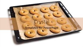  Presentation with biscuit - PPT theme enhanced with sweet ring biscuit on baking tray background and a gold colored foreground