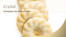  Presentation with flavor - Amazing slide deck having sweet-rings-cookies-biscuits backdrop and a cream colored foreground