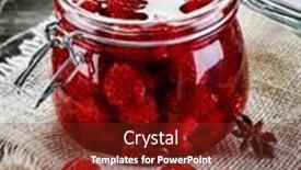  Presentation with sweet - Slide set featuring sweet-ripe-raspberries-in-jar background and a tawny brown colored foreground